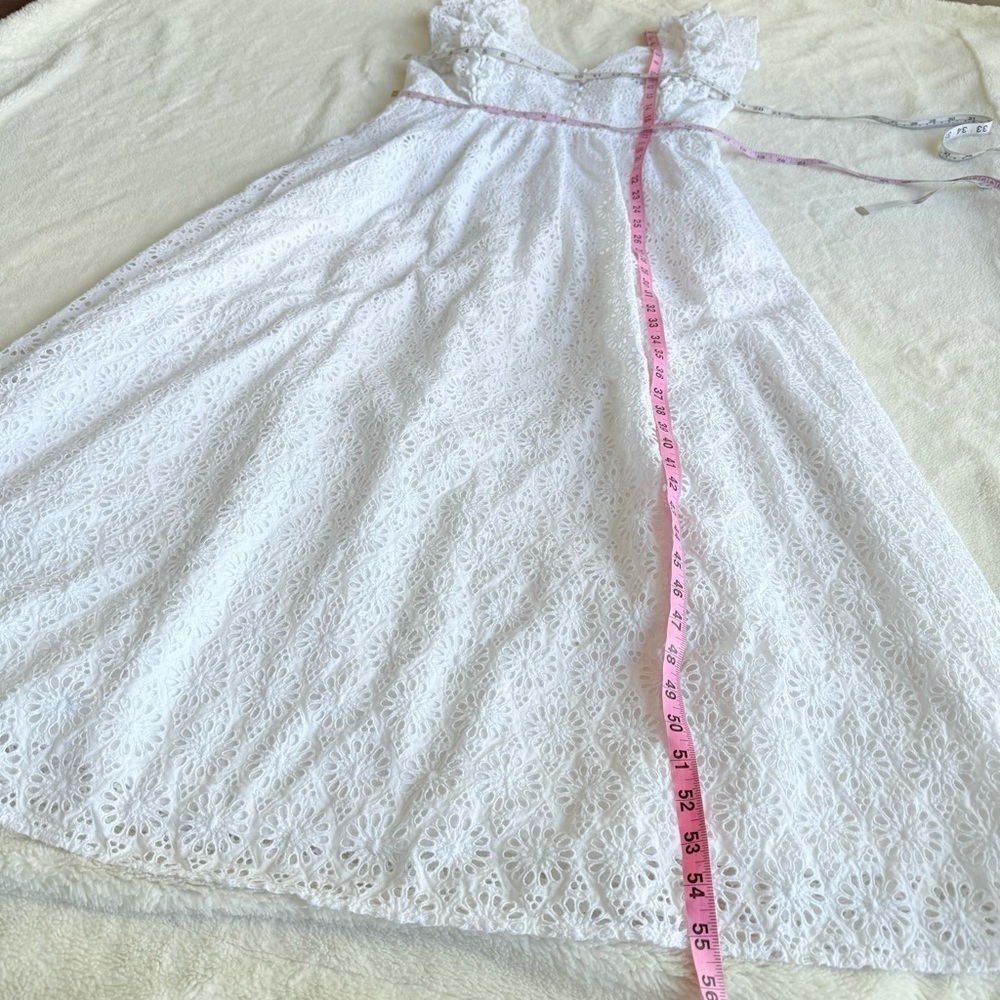 J. Crew Eyelet Cotton White Sleeveless Ruffle Maxi Dress L (14) - Picture 4 of 11